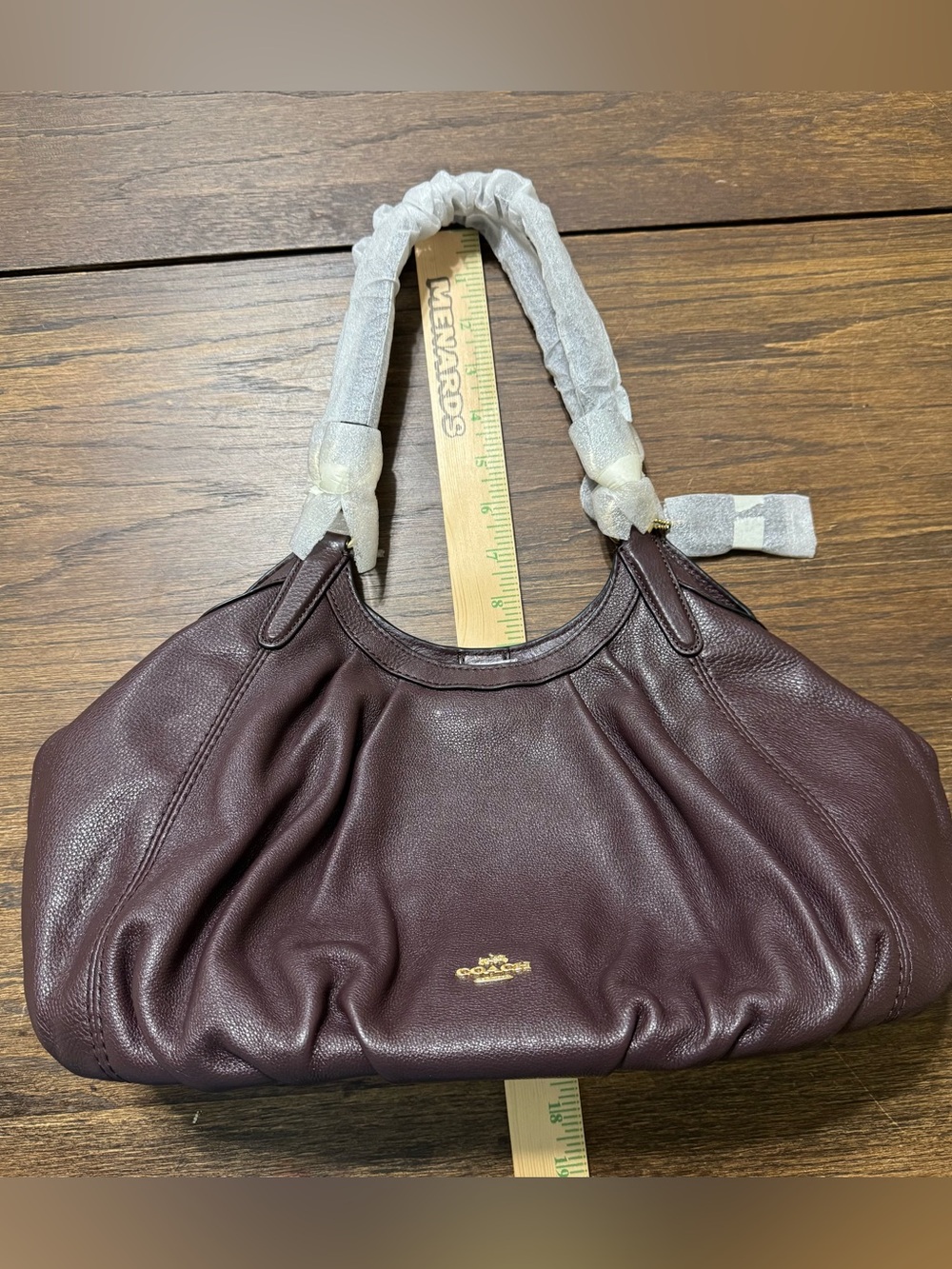 Coach Pebbled Leather Shoulder Bag in Plum Brown - Picture 8 of 12
